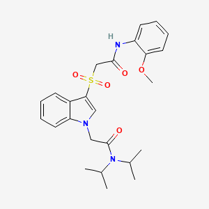 molecular formula C25H31N3O5S B2521005 N,N-diisopropyl-2-(3-((2-((2-methoxyphenyl)amino)-2-oxoethyl)sulfonyl)-1H-indol-1-yl)acetamide CAS No. 894025-78-6