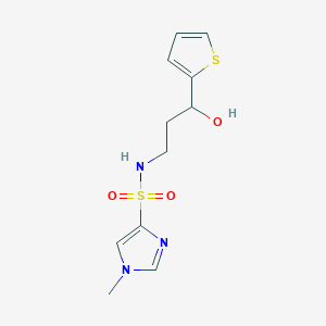 molecular formula C11H15N3O3S2 B2521008 N-(3-hydroxy-3-(thiophen-2-yl)propyl)-1-methyl-1H-imidazole-4-sulfonamide CAS No. 1448027-31-3