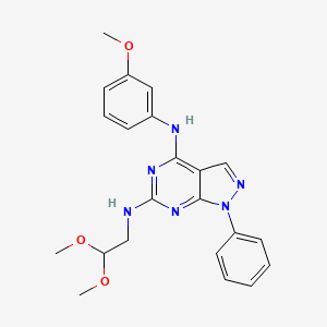 molecular formula C22H24N6O3 B2521028 N6-(2,2-dimethoxyethyl)-N4-(3-methoxyphenyl)-1-phenyl-1H-pyrazolo[3,4-d]pyrimidine-4,6-diamine CAS No. 1005302-80-6