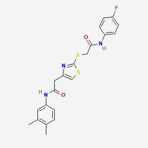 N-(3,4-dimethylphenyl)-2-(2-((2-((4-fluorophenyl)amino)-2-oxoethyl)thio)thiazol-4-yl)acetamide