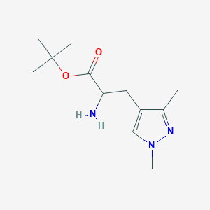 molecular formula C12H21N3O2 B2521040 Tert-butyl 2-amino-3-(1,3-dimethylpyrazol-4-yl)propanoate CAS No. 2004153-38-0