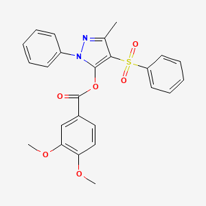 3-methyl-1-phenyl-4-(phenylsulfonyl)-1H-pyrazol-5-yl 3,4-dimethoxybenzoate