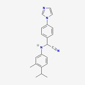 molecular formula C21H22N4 B2521056 2-[4-(1H-imidazol-1-yl)phenyl]-2-(4-isopropyl-3-methylanilino)acetonitrile CAS No. 866157-83-7