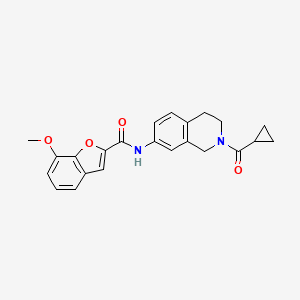 molecular formula C23H22N2O4 B2521074 N-(2-(cyclopropanecarbonyl)-1,2,3,4-tetrahydroisoquinolin-7-yl)-7-methoxybenzofuran-2-carboxamide CAS No. 1208617-71-3