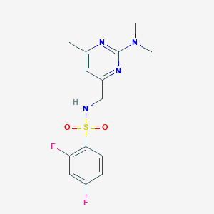 molecular formula C14H16F2N4O2S B2521089 N-((2-(dimethylamino)-6-methylpyrimidin-4-yl)methyl)-2,4-difluorobenzenesulfonamide CAS No. 1798035-65-0