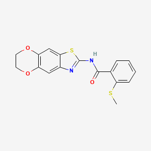 molecular formula C17H14N2O3S2 B2521093 N-{10,13-dioxa-4-thia-6-azatricyclo[7.4.0.0^{3,7}]trideca-1,3(7),5,8-tetraen-5-yl}-2-(methylsulfanyl)benzamide CAS No. 896353-89-2