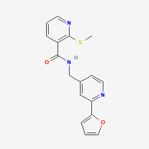molecular formula C17H15N3O2S B2521096 N-((2-(furan-2-yl)pyridin-4-yl)methyl)-2-(methylthio)nicotinamide CAS No. 2034341-40-5