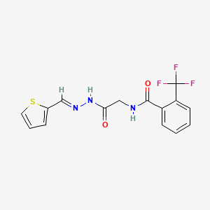 molecular formula C15H12F3N3O2S B2521113 (E)-N-(2-oxo-2-(2-(thiophen-2-ylmethylene)hydrazinyl)ethyl)-2-(trifluoromethyl)benzamide CAS No. 391878-83-4