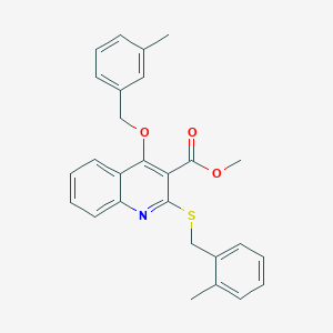 B2521117 Methyl 4-((3-methylbenzyl)oxy)-2-((2-methylbenzyl)thio)quinoline-3-carboxylate CAS No. 932351-80-9