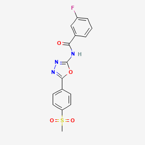 molecular formula C16H12FN3O4S B2521171 3-fluoro-N-[5-(4-methanesulfonylphenyl)-1,3,4-oxadiazol-2-yl]benzamide CAS No. 886909-81-5