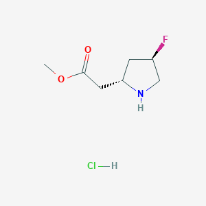molecular formula C7H13ClFNO2 B2521188 Methyl 2-((2R,4R)-4-fluoropyrrolidin-2-yl)acetate hydrochloride CAS No. 2219353-54-3