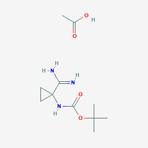 molecular formula C11H21N3O4 B2521269 Tert-butyl (1-carbamimidoylcyclopropyl)carbamate acetate CAS No. 2248284-24-2