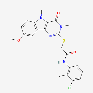 molecular formula C22H21ClN4O3S B2521311 N-(3-chloro-2-methylphenyl)-2-({8-methoxy-3,5-dimethyl-4-oxo-3H,4H,5H-pyrimido[5,4-b]indol-2-yl}sulfanyl)acetamide CAS No. 1112375-09-3