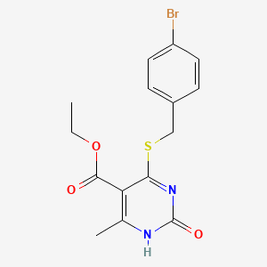 molecular formula C15H15BrN2O3S B2521325 Ethyl 4-((4-bromobenzyl)thio)-6-methyl-2-oxo-1,2-dihydropyrimidine-5-carboxylate CAS No. 900002-56-4
