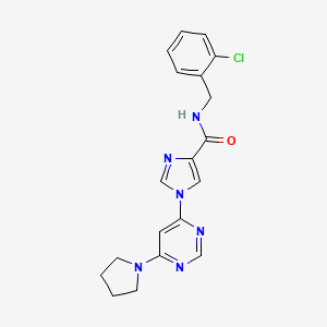 molecular formula C19H19ClN6O B2521395 N-[(2-chlorophenyl)methyl]-1-[6-(pyrrolidin-1-yl)pyrimidin-4-yl]-1H-imidazole-4-carboxamide CAS No. 1251576-10-9