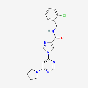 B2521395 N~4~-(2-chlorobenzyl)-1-[6-(1-pyrrolidinyl)-4-pyrimidinyl]-1H-imidazole-4-carboxamide CAS No. 1251576-10-9