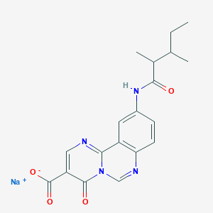 molecular formula C19H19N4NaO4 B025214 Sodium;10-(2,3-dimethylpentanoylamino)-4-oxopyrimido[1,2-c]quinazoline-3-carboxylate CAS No. 100508-89-2