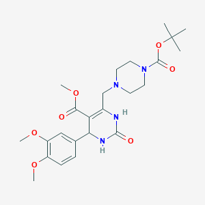 molecular formula C24H34N4O7 B2521421 Methyl 6-({4-[(tert-butoxy)carbonyl]piperazin-1-yl}methyl)-4-(3,4-dimethoxyphenyl)-2-oxo-1,2,3,4-tetrahydropyrimidine-5-carboxylate CAS No. 1252887-46-9