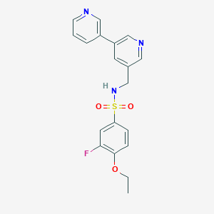 molecular formula C19H18FN3O3S B2521426 N-([3,3'-bipyridin]-5-ylmethyl)-4-ethoxy-3-fluorobenzenesulfonamide CAS No. 2185590-96-7