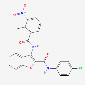 molecular formula C23H16ClN3O5 B2521442 N-(4-chlorophenyl)-3-(2-methyl-3-nitrobenzamido)-1-benzofuran-2-carboxamide CAS No. 887894-40-8