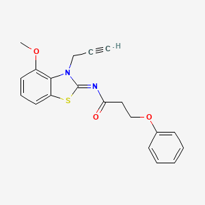 molecular formula C20H18N2O3S B2521463 N-[(2Z)-4-methoxy-3-(prop-2-yn-1-yl)-2,3-dihydro-1,3-benzothiazol-2-ylidene]-3-phenoxypropanamide CAS No. 868377-96-2