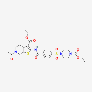 molecular formula C26H32N4O8S2 B2521495 ethyl 4-(4-{[6-acetyl-3-(ethoxycarbonyl)-4H,5H,6H,7H-thieno[2,3-c]pyridin-2-yl]carbamoyl}benzenesulfonyl)piperazine-1-carboxylate CAS No. 449769-65-7