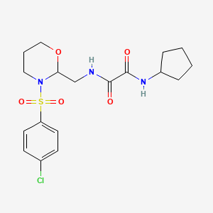 molecular formula C18H24ClN3O5S B2521504 N'-{[3-(4-chlorobenzenesulfonyl)-1,3-oxazinan-2-yl]methyl}-N-cyclopentylethanediamide CAS No. 872986-77-1