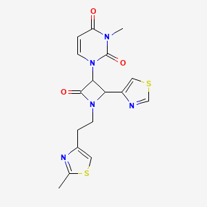 3-Methyl-1-{1-[2-(2-methyl-1,3-thiazol-4-yl)ethyl]-2-oxo-4-(1,3-thiazol-4-yl)azetidin-3-yl}-1,2,3,4-tetrahydropyrimidine-2,4-dione