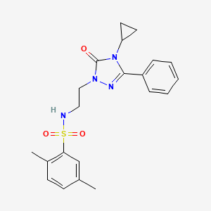 molecular formula C21H24N4O3S B2521571 N-[2-(4-cyclopropyl-5-oxo-3-phenyl-4,5-dihydro-1H-1,2,4-triazol-1-yl)ethyl]-2,5-dimethylbenzene-1-sulfonamide CAS No. 2177449-90-8
