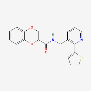 N-((2-(thiophen-2-yl)pyridin-3-yl)methyl)-2,3-dihydrobenzo[b][1,4]dioxine-2-carboxamide