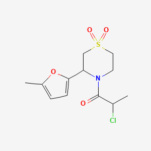 2-Chloro-1-[3-(5-methylfuran-2-yl)-1,1-dioxo-1,4-thiazinan-4-yl]propan-1-one