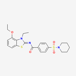 molecular formula C23H27N3O4S2 B2521606 N-[(2Z)-4-ethoxy-3-ethyl-2,3-dihydro-1,3-benzothiazol-2-ylidene]-4-(piperidine-1-sulfonyl)benzamide CAS No. 533868-91-6