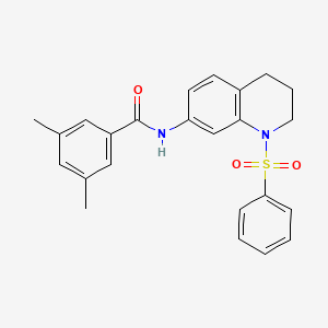 molecular formula C24H24N2O3S B2521625 N-[1-(benzenesulfonyl)-1,2,3,4-tetrahydroquinolin-7-yl]-3,5-dimethylbenzamide CAS No. 1005301-47-2