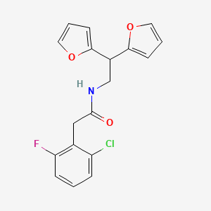 molecular formula C18H15ClFNO3 B2521629 N-[2,2-bis(furan-2-yl)ethyl]-2-(2-chloro-6-fluorophenyl)acetamide CAS No. 2309598-64-7