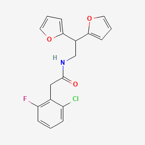 2-(2-chloro-6-fluorophenyl)-N-(2,2-di(furan-2-yl)ethyl)acetamide