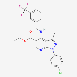 ethyl 1-(4-chlorophenyl)-3-methyl-4-{[3-(trifluoromethyl)benzyl]amino}-1H-pyrazolo[3,4-b]pyridine-5-carboxylate