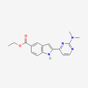 molecular formula C17H18N4O2 B2521642 Ethyl 2-(2-(dimethylamino)pyrimidin-4-yl)-1H-indole-5-carboxylate CAS No. 1624260-37-2
