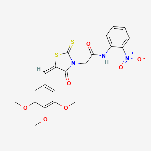 molecular formula C21H19N3O7S2 B2521659 N-(2-nitrophenyl)-2-[(5E)-4-oxo-2-sulfanylidene-5-[(3,4,5-trimethoxyphenyl)methylidene]-1,3-thiazolidin-3-yl]acetamide CAS No. 307541-27-1