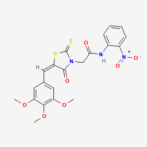 N-(2-nitrophenyl)-2-[(5E)-4-oxo-2-sulfanylidene-5-[(3,4,5-trimethoxyphenyl)methylidene]-1,3-thiazolidin-3-yl]acetamide