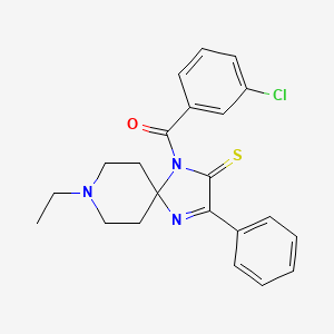 B2521688 1-(3-Chlorobenzoyl)-8-ethyl-3-phenyl-1,4,8-triazaspiro[4.5]dec-3-ene-2-thione CAS No. 872199-75-2