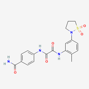 molecular formula C19H20N4O5S B2521709 N1-(4-carbamoylphenyl)-N2-(5-(1,1-dioxidoisothiazolidin-2-yl)-2-methylphenyl)oxalamide CAS No. 941921-02-4
