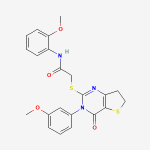 molecular formula C22H21N3O4S2 B2521714 N-(2-methoxyphenyl)-2-((3-(3-methoxyphenyl)-4-oxo-3,4,6,7-tetrahydrothieno[3,2-d]pyrimidin-2-yl)thio)acetamide CAS No. 877655-07-7