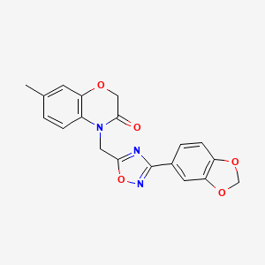 molecular formula C19H15N3O5 B2521716 4-((3-(benzo[d][1,3]dioxol-5-yl)-1,2,4-oxadiazol-5-yl)methyl)-7-methyl-2H-benzo[b][1,4]oxazin-3(4H)-one CAS No. 1105228-92-9