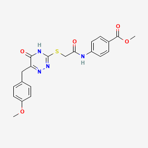 Methyl 4-(2-((6-(4-methoxybenzyl)-5-oxo-4,5-dihydro-1,2,4-triazin-3-yl)thio)acetamido)benzoate
