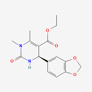 molecular formula C16H18N2O5 B2521758 ethyl (6R)-6-(1,3-benzodioxol-5-yl)-3,4-dimethyl-2-oxo-1,6-dihydropyrimidine-5-carboxylate CAS No. 219814-79-6