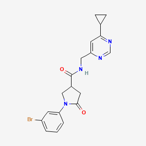 molecular formula C19H19BrN4O2 B2521763 1-(3-bromophenyl)-N-[(6-cyclopropylpyrimidin-4-yl)methyl]-5-oxopyrrolidine-3-carboxamide CAS No. 2176201-98-0