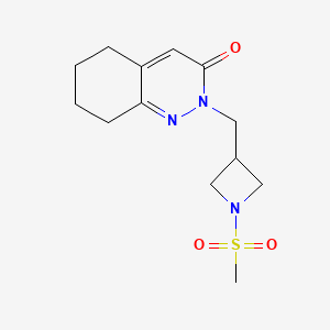 molecular formula C13H19N3O3S B2521786 2-[(1-Methanesulfonylazetidin-3-yl)methyl]-2,3,5,6,7,8-hexahydrocinnolin-3-one CAS No. 2202294-11-7