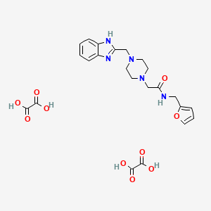 molecular formula C23H27N5O10 B2521787 2-(4-((1H-benzo[d]imidazol-2-yl)methyl)piperazin-1-yl)-N-(furan-2-ylmethyl)acetamide dioxalate CAS No. 1351597-80-2