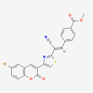 molecular formula C23H13BrN2O4S B2521793 (E)-methyl 4-(2-(4-(6-bromo-2-oxo-2H-chromen-3-yl)thiazol-2-yl)-2-cyanovinyl)benzoate CAS No. 683250-12-6