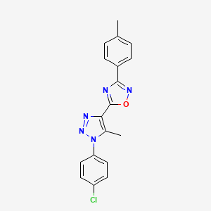 molecular formula C18H14ClN5O B2521798 5-[1-(4-chlorophenyl)-5-methyl-1H-1,2,3-triazol-4-yl]-3-(4-methylphenyl)-1,2,4-oxadiazole CAS No. 895093-58-0